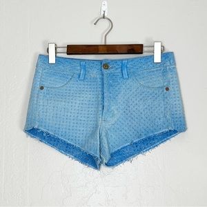 FARM Rio Light Blue Tweed Jean Shorts